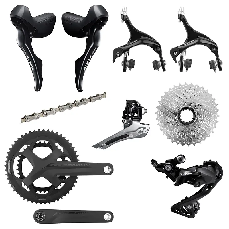 Shimano 105 - FSA 11-Gang Rennradgruppe mit Brems-/Schalthebel für Felgenbremsen