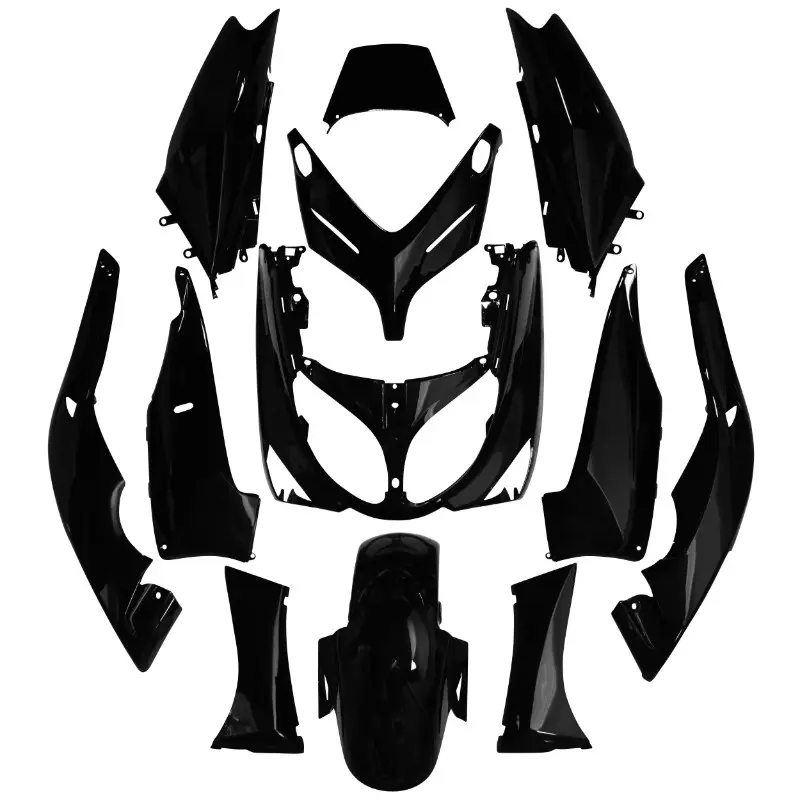 Karoserie-kryt maxiskútr univerzální Yamaha 500 TMAX 2001-2007 lesklá černá sada 12 dílů P2R — Krytí/plasty