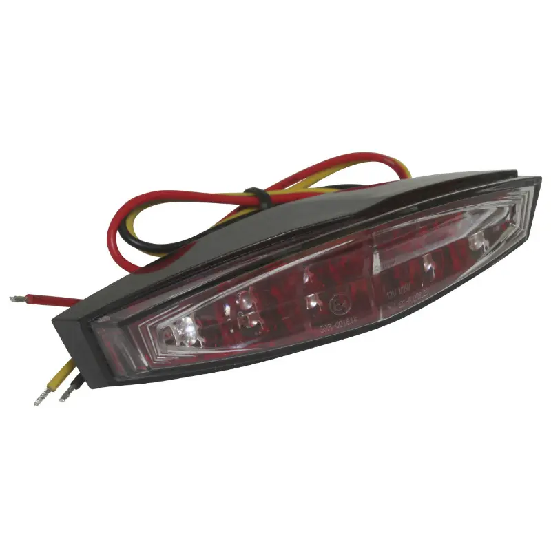 Feu arrière universel Replay à LEDs triangle transparent-noir avec stop homologué CE