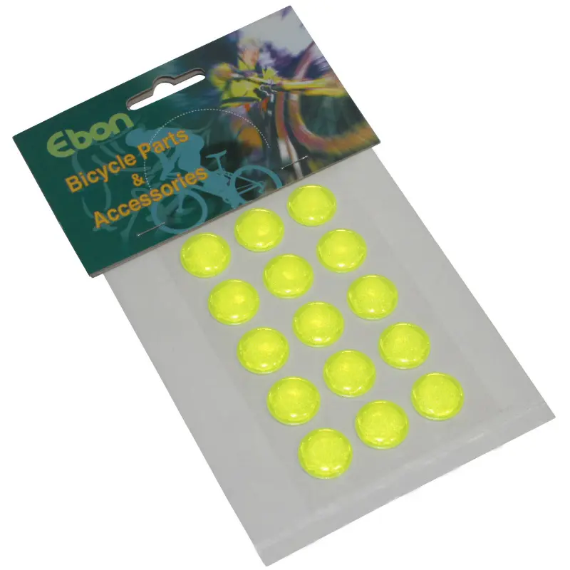 Autocollant réfléchissant jaune fluo rond diamètre 16 mm P2R - Kit 15 pièces