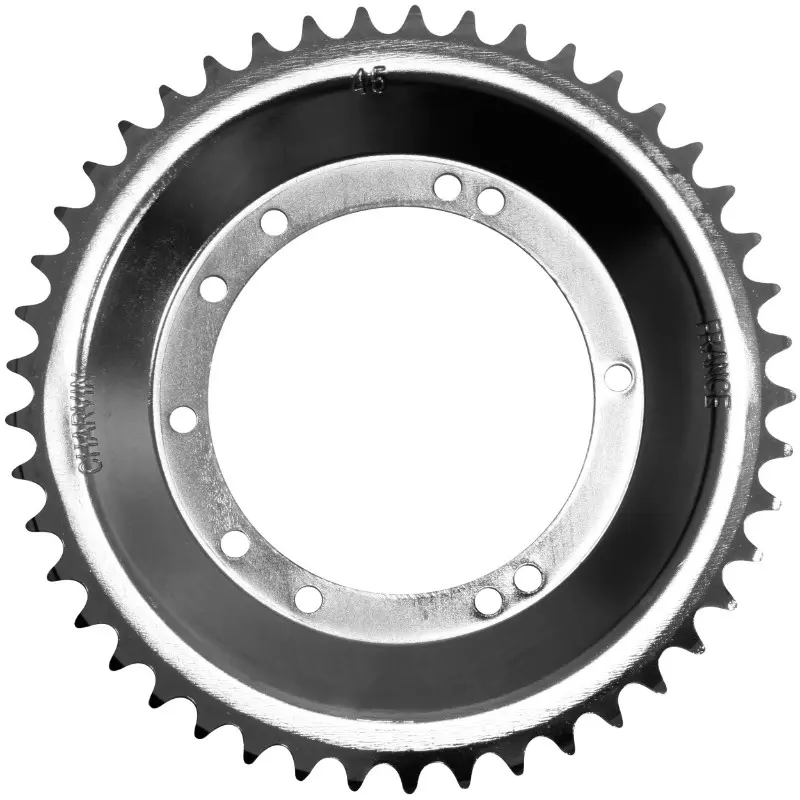 Couronne cyclo adaptable Peugeot 103 roue bâtons acier 45 DTS alésage 94 mm 10 trous