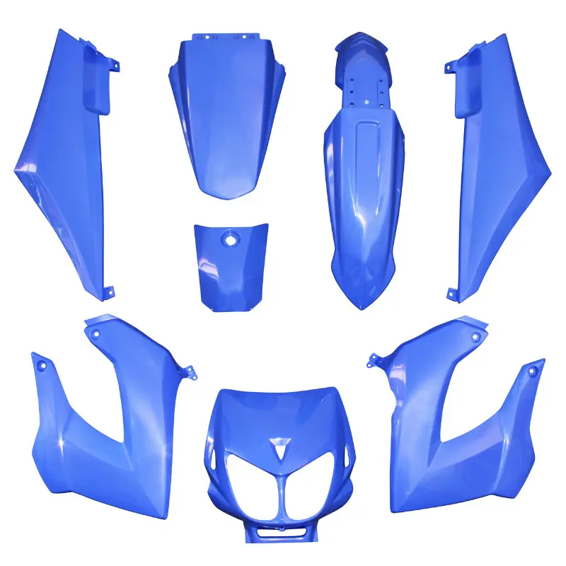 Carrosserie-carénage 50 à boîte adaptable Derbi 50 Senda 2000+2010 bleu brillant (kit 8 pièces)