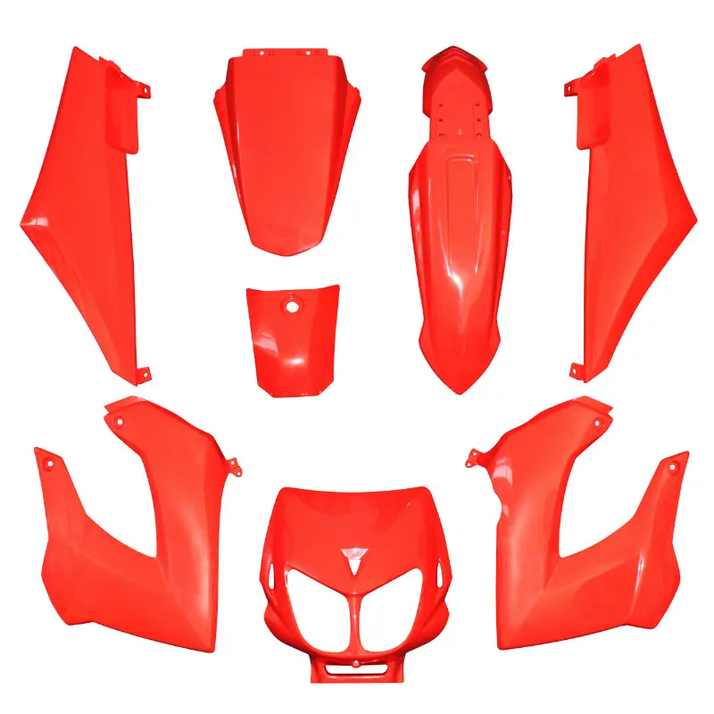 Carrosserie-Carénage 50 à boîte adaptable Derbi 50 Senda 2000-2010 rouge brillant - Kit 8 pièces P2R