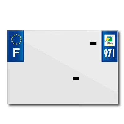 Bande plaque moto 210X145 pour PVC avec raison sociale dep.971-EURO (vendu a l'unite)