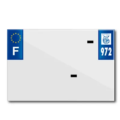 Bande plaque moto 210X145 pour PVC avec raison sociale dep.972-EURO (vendu a l'unite)