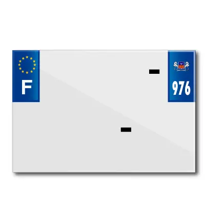 Bande plaque moto 210X145 pour PVC avec raison sociale dep.976-EURO (vendu a l'unite)
