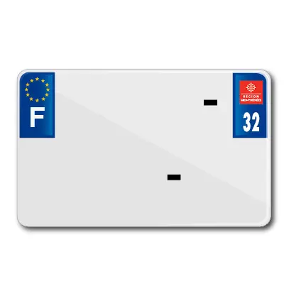 Plaque d'immatriculation moto Tiflex alu prépercée 210x130 dép. 32 vierge (lot de 10)