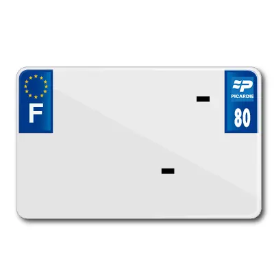 Plaque d'immatriculation moto Tiflex alu préperçée 210x130 dép. 80 vierge (lot de 10)
