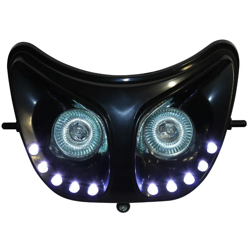 Double optique 50 à boîte Replay RR8 pour Derbi 50 Senda noir avec LEDs blanches