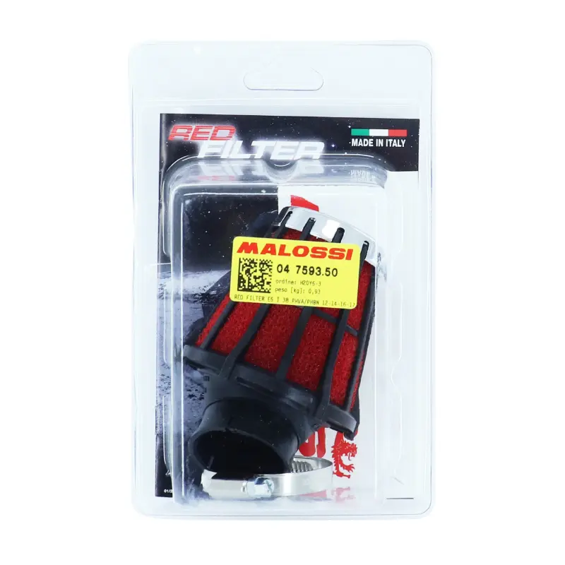 Gaisa filtrs Malossi E5 PHBN-PHVA sarkanais putu D.38 mm (izņemot Peugeot) — skats 3