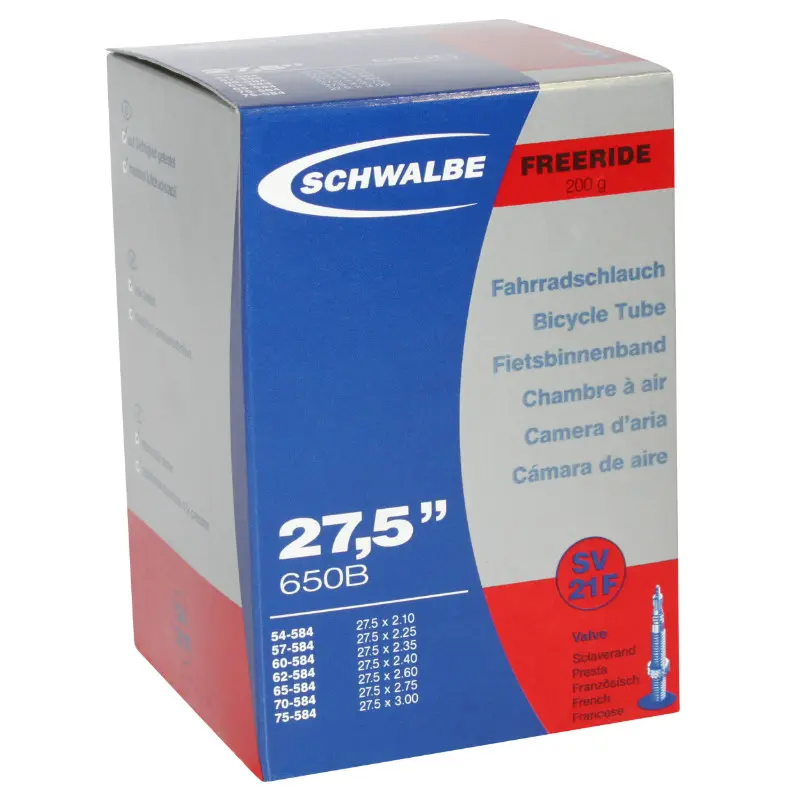 Fahrradschlauch 27.5 x 2.10-2.85 Schwalbe Presta-Ventil mit abnehmbarem Alu-Einsatz (27.5+) (SV21F)