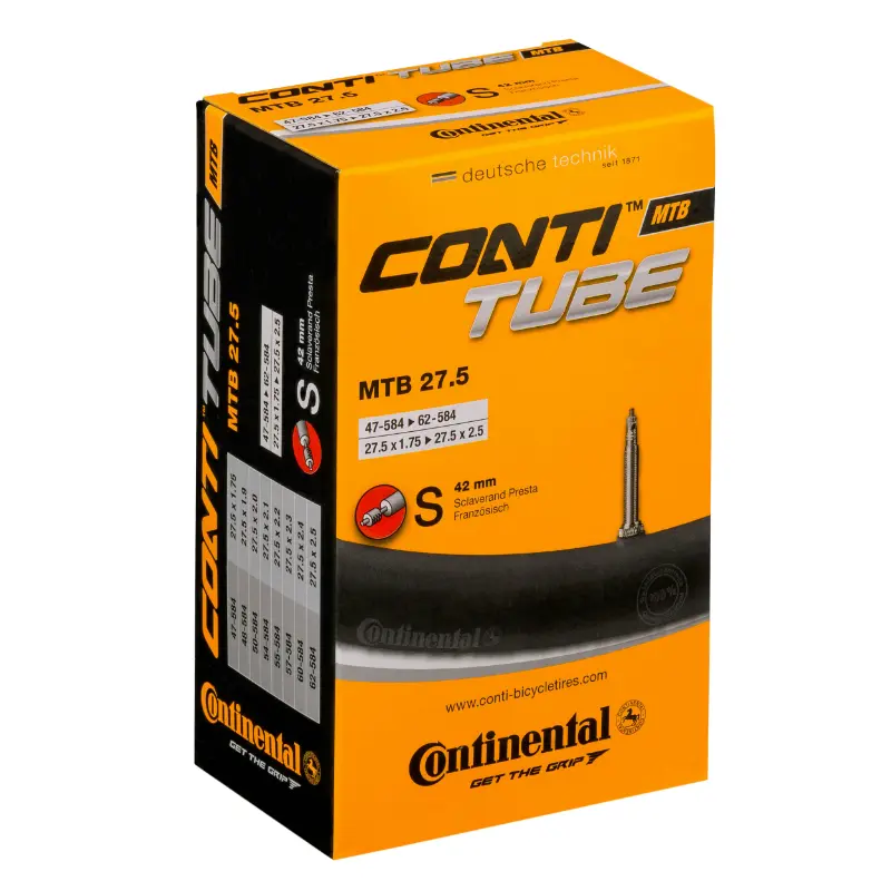 Fahrradschlauch 27,5 x 1,75-2,50 Continental Ventil Presta mit abnehmbarem Überwurfmutter 42 mm