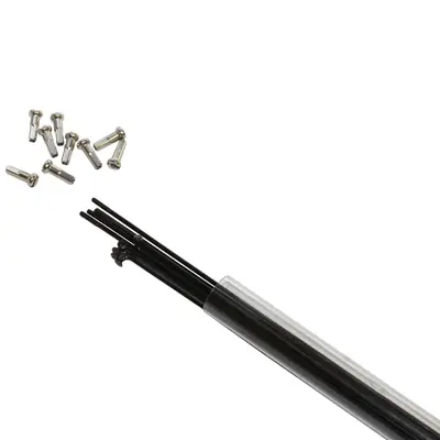 Speiche Edelstahl schwarz 2MM L 258MM gekröpft mit Mutter (Tube à 10)