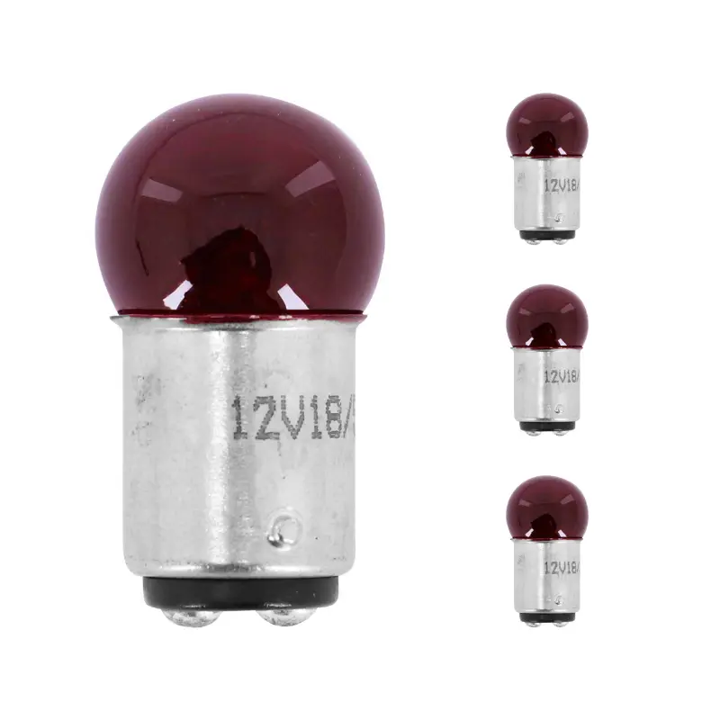 Ampoule standard 12V 18-5W culot BAY15D P18-5W rouge feu arrière + stop REPLAY (lot de 4)