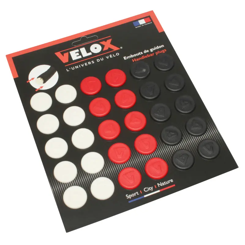 バーエンドキャップ ロード Velox レッド ホワイト ブラック (30個セット)