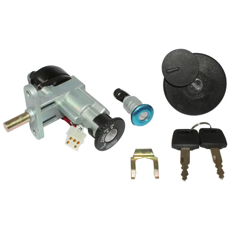 Contacteur à clé P2R adaptable Keeway 50 Focus - CPI 50 Aragon - Scoot 50 chinois BJ08 RY8 avec serrure de selle et bouchon essence