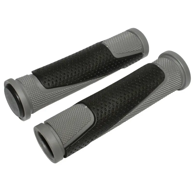 Poignées VTT Newton bi-matière gris-noir L130 mm (paire)