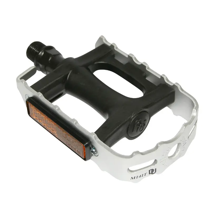 Pédales VTT Newton résine noir cage alu argent 9-16" roulement DU (paire)
