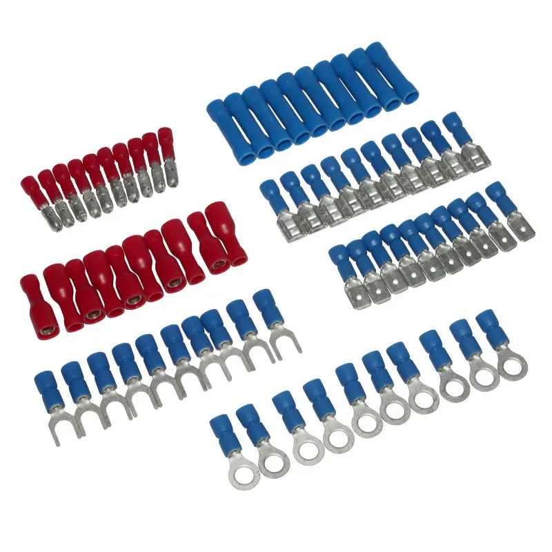 0.5 থেকে 2.5 mm² তারের জন্য ব্লু + রেড প্রি-ইনসুলেটেড ইউনিভার্সাল ইলেকট্রিক্যাল টার্মিনাল - 70 পিস P2R অ্যাসর্টমেন্ট