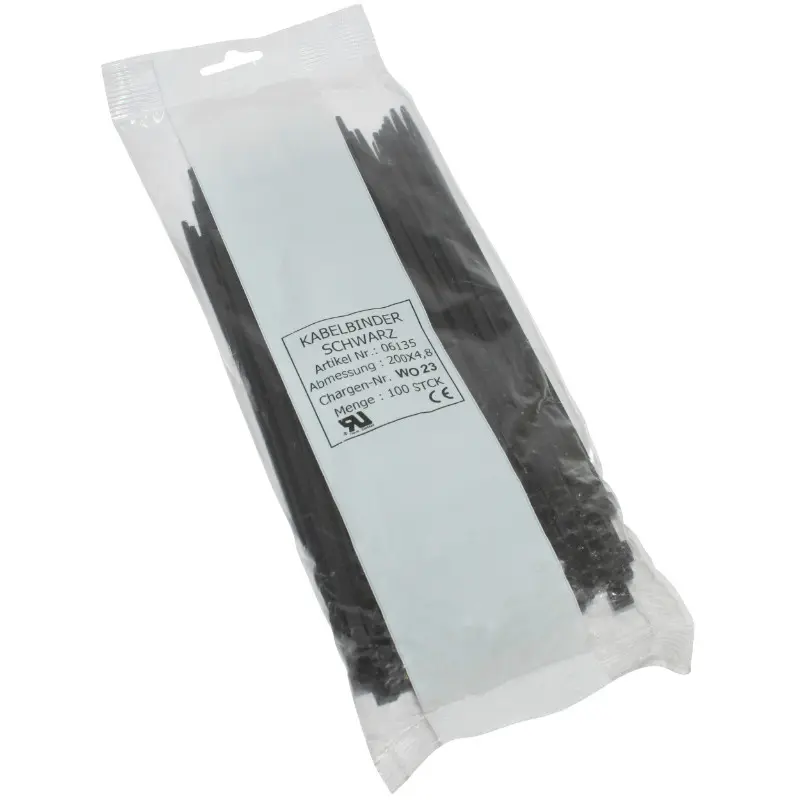 Nylonu savilkšanas skavas tips rilsan 4,6X200 mm melns (pa 100) Sélection P2R