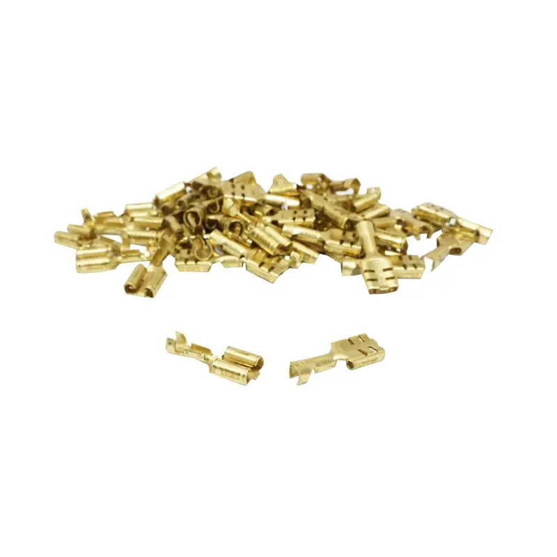 Nezakrytá plochá mosazná elektrický konektor samice 6,3 x 1 mm Sélection P2R (sáček 50 ks)