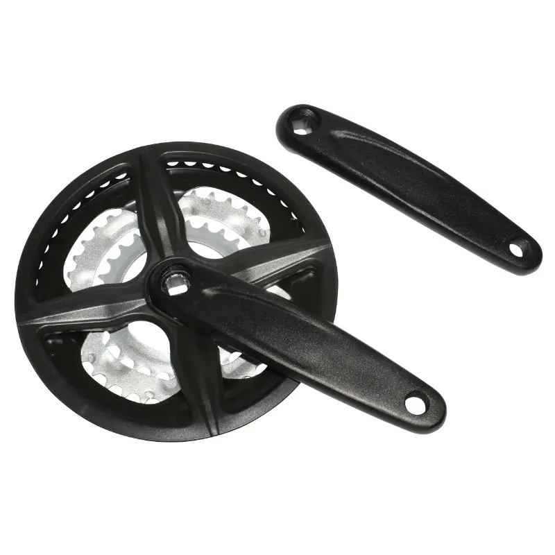 Pedalier VTT P2R 9V. alu noir black-x 170MM 48-38-28 (boitier 113MM) avec pare chaine