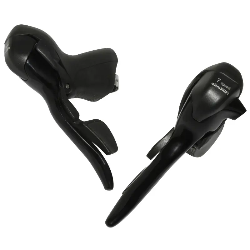 Brems-/Schalthebel Straße Bremsbacke Microshift 7V triple Alu schwarz kompatibel Shimano (Paar)