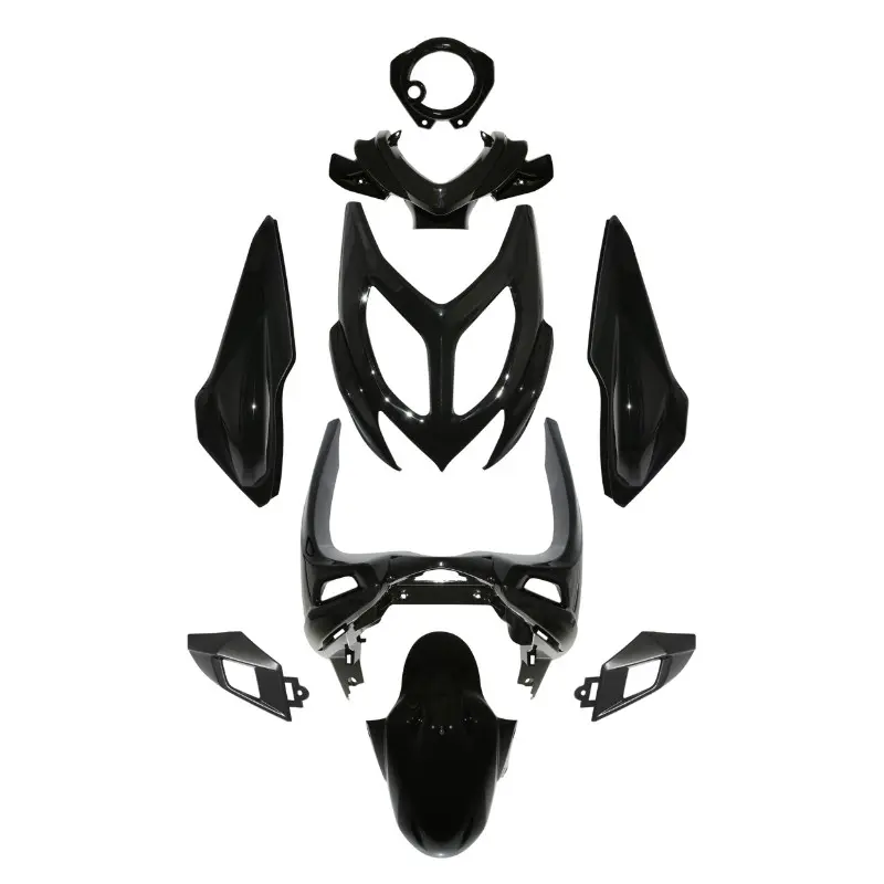 Carrosserie complète MBK Nitro 50 2013+ et Yamaha Aerox 50 2013+ noir brillant 9 pièces P2R