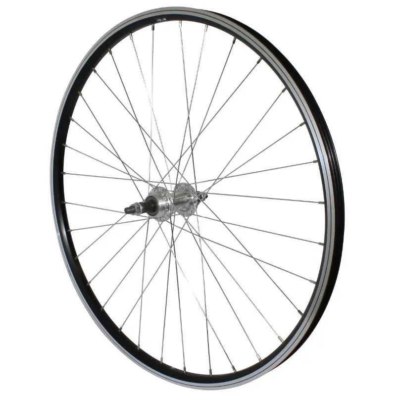 Roue VTT 26" P2R arrière alu noir double paroi moyeu alu roue libre 7-6V axe plein