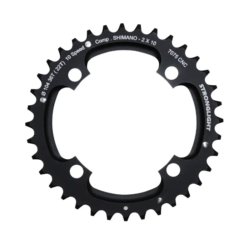Plateau VTT 4BRA d.104 pour shimano Stronglight double 36DTS exterieur noir 2X10V. (sauf XT-XTR) non filete 10V. - epaisseur 5MM