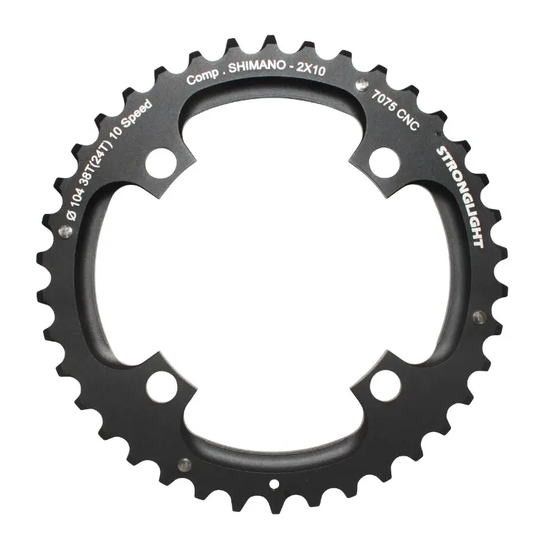 VTT kettingblad 4BRA d.104 voor shimano Stronglight dubbel 38DTS buitenkant zwart 2X10V. (behalve XT-XTR) niet-geschroefd 10V. - dikte 5MM