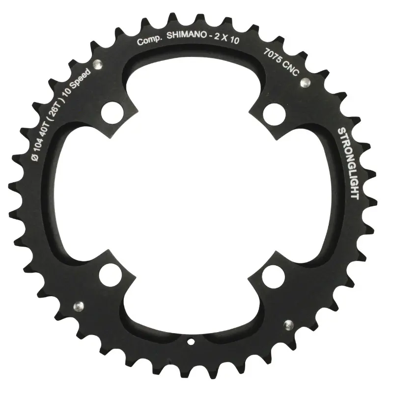 Plateau VTT 4BRA d.104 pour shimano Stronglight double 40DTS exterieur noir 2X10V. (sauf XT-XTR) non filete 10V. - epaisseur 5MM