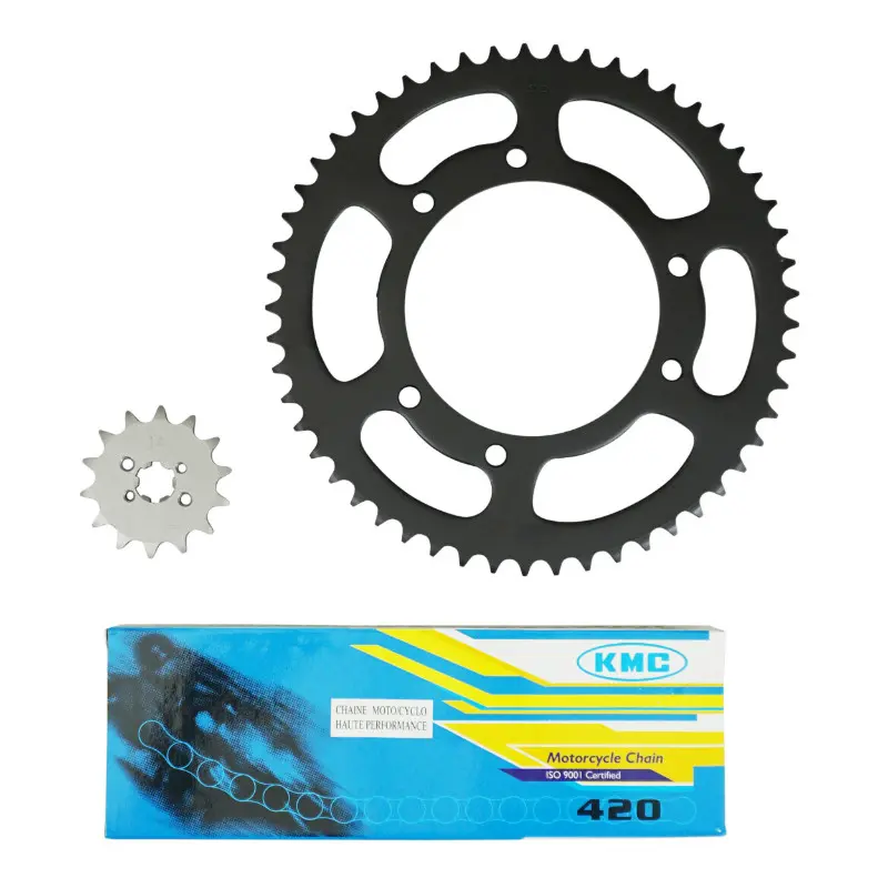 Kit chaîne P2R adaptable Derbi 50 Senda R X-Trem 2002+, X-Race 2004+ - Gilera 50 SMT 2011+, RCR 2011+ 420 14X53