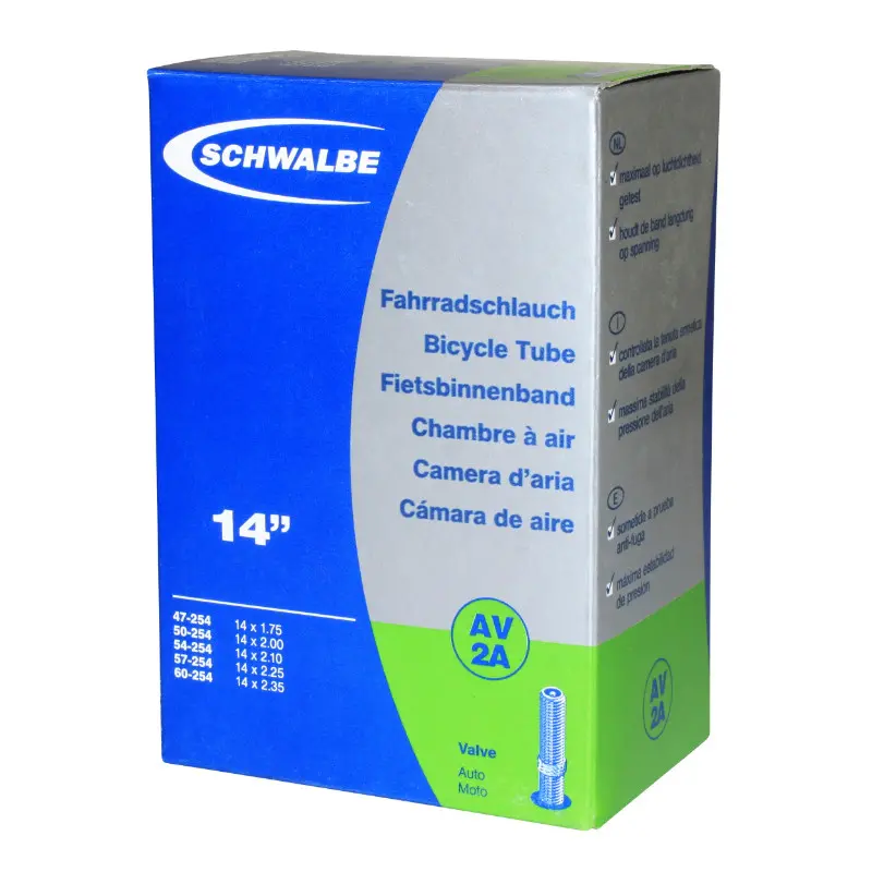 Chambre à air vélo 14 x 1.75 Schwalbe valve standard (47-254 à 60-254)