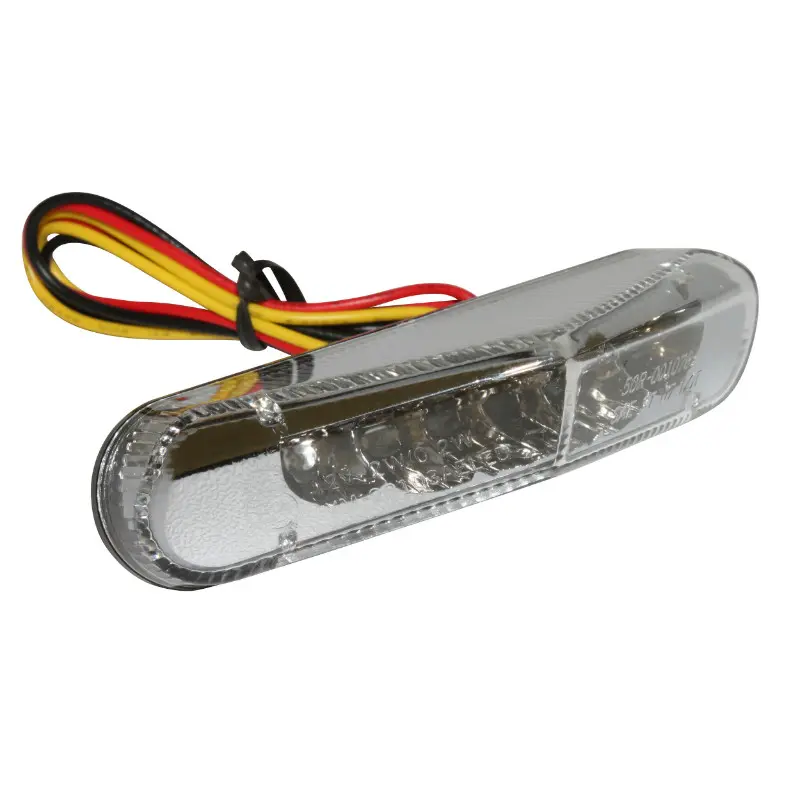 Rückleuchte 50 A Motorrad-Kasten dreieckig transparent mit LEDs ohne Kennzeichenbeleuchtung 6 rote LEDs CE-geprüft REPLAY