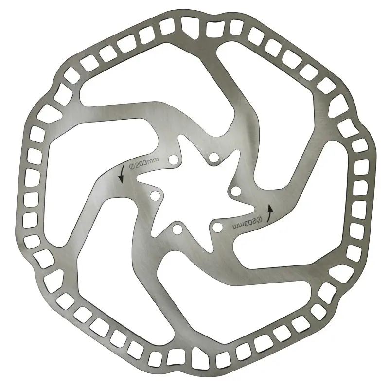 Disque de frein VTT Newton 203 mm 6 trous argent compatible Shimano