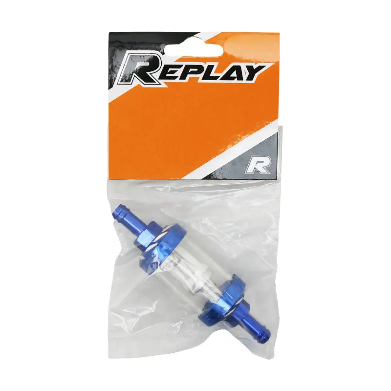 Filtre à essence Replay cylindrique alu diam 6 mm transparent bleu