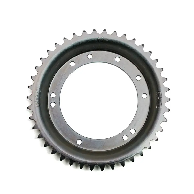 Couronne cyclo adaptable Peugeot 103 roue alu Grimeca 42 dents (alésage 98 mm) 10 trous