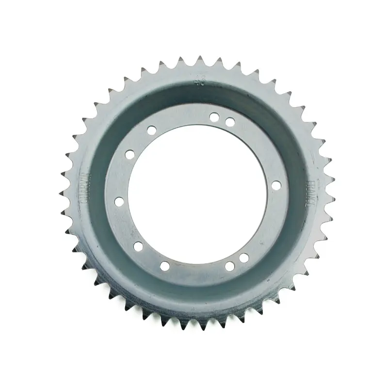 Couronne cyclo adaptable Peugeot 103 roue bâtons acier 43 DTS alésage 94 mm 10 trous Sélection P2R