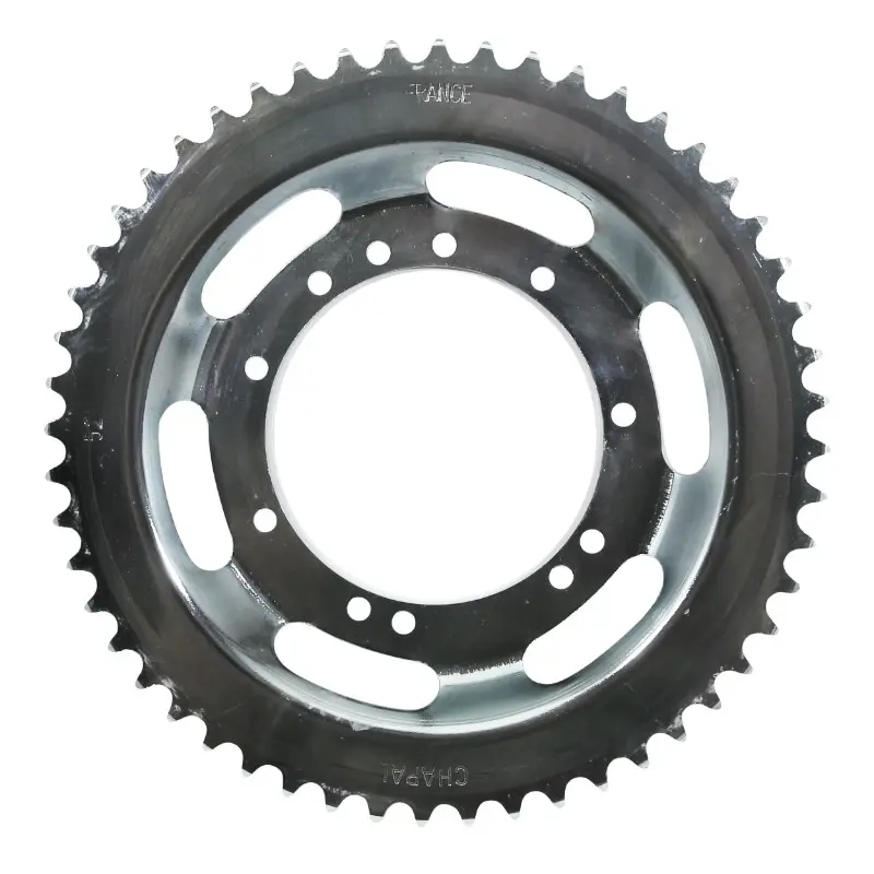 Couronne adaptable Peugeot 103 roue rayons 52 dents alésage 94 mm 11 trous argent