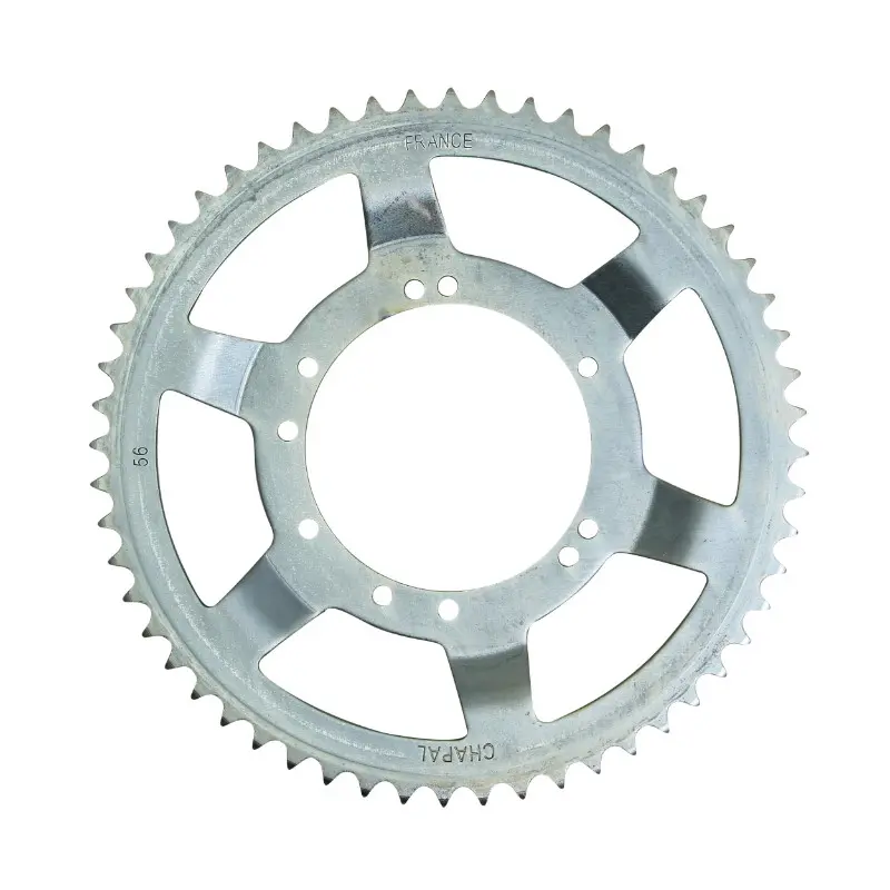 Couronne cyclo adaptable Peugeot 103 roue bâtons acier 56 DTS (alésage 94 mm) 10 trous