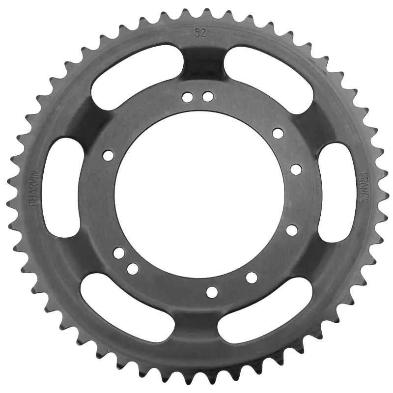 Couronne cyclo adaptable Peugeot 103 roue alu Grimeca 52 DTS alésage 98 mm 10 trous
