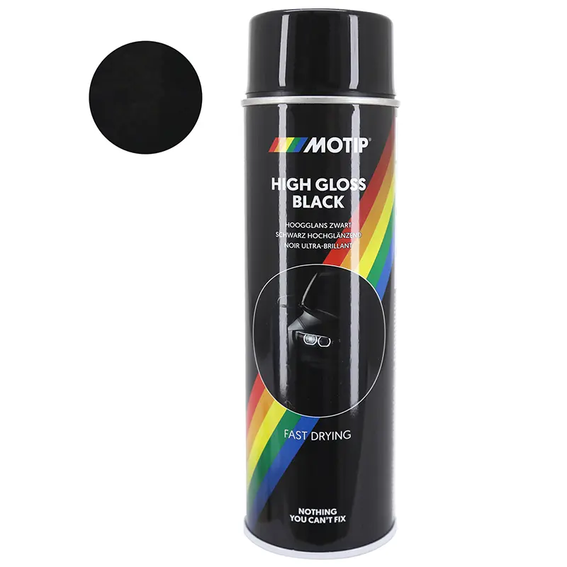 Bombe de peinture Motip Pro acrylique brillant noir 500 ml (04005)