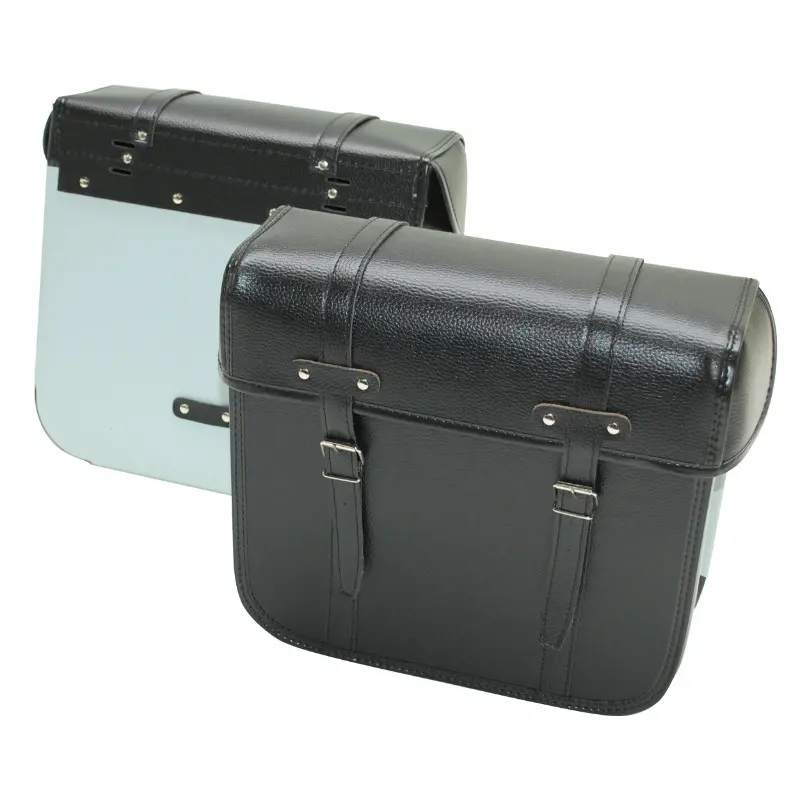 Sacoche cyclo Sport Fabric R40 style vintage dos métal fixation courroies effet cuir noir mat 33x32x14 cm (paire)
