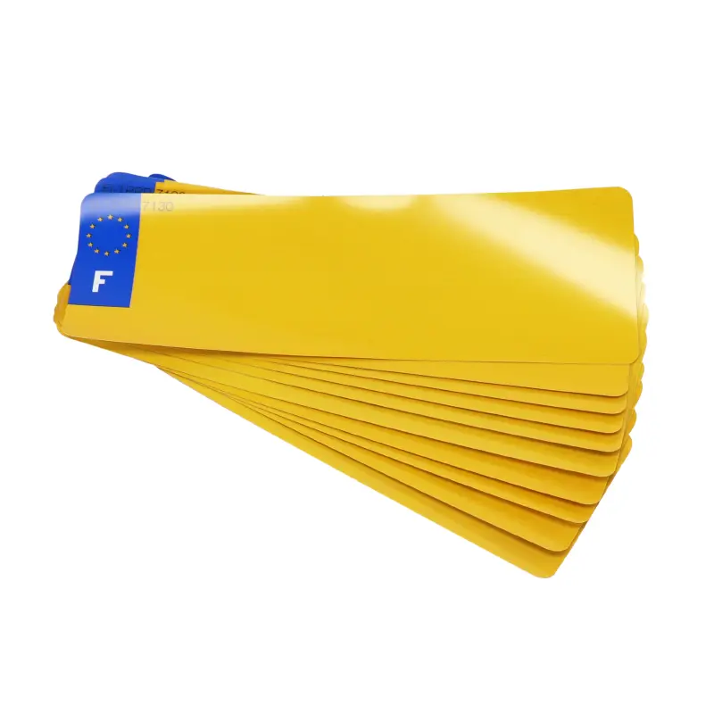 TOP PLAQ Motorrad-Kennzeichenband gelb personalisiert 275 x 90 mit Euro (10er Pack)
