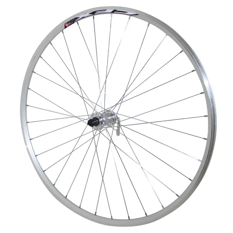 Roue route patin blocage 700 Élan CFX argent avant moyeu alu 32 rayons galva jante 13C Velox