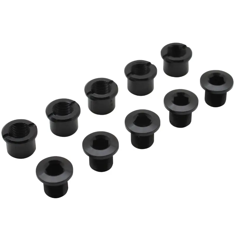 Pédalier aluminium Newton noir double plateau avec vis et cheminée (jeu de 5)