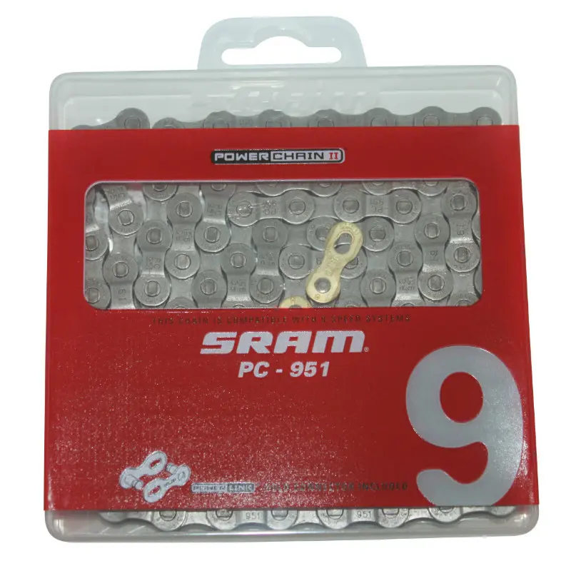سلسلة دراجة هوائية 9 سرعات. للطريق والجبال Sram PC-951 أسود 114 وصلة (1-2"X11-128")