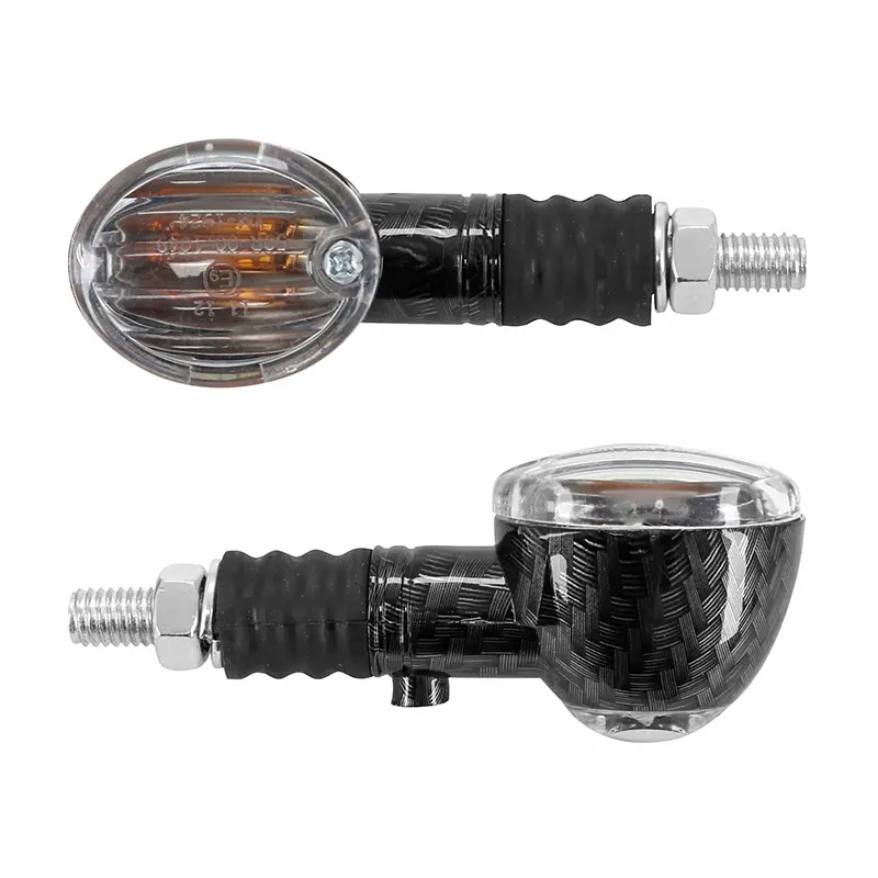 Clignotant universel Replay micro ovale a ampoule BA9S transparent-carbone avec temoin base courte (l 70MM - h 30MM - l 36MM) (homologue ce) (paire)