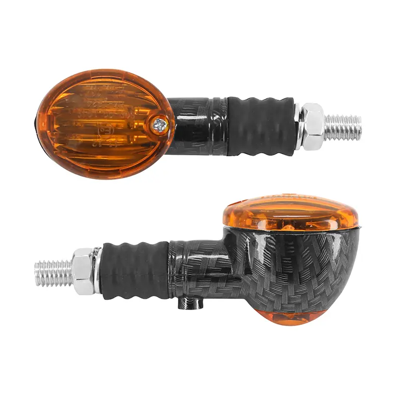 Replay Mikro-Oval Blinker universell mit BA9S Glühlampe orange-Karbon mit Kurzsockel Kontrollleuchte (l 70MM - h 30MM - l 36MM) (CE-zugelassen) (Paar)